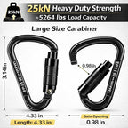 Auto Locking Carabiner Heavy Duty Carabiner 25kN UIAA Certified Climbing - Image 2