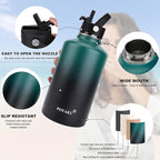 Water Bottle Insulated 32oz 40oz 64oz 128oz Straw Lid Spout Lid & 3 Lids - Image 3