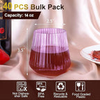 Lueumxc 40 Pack Plastic Ribbed Wine Glasses, 14Oz Origami Disposable Wine - Image 2