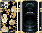 Compatible with iPhone 12 Pro Max Case, Blooming Rose Golden Flower Luxury - Image 2