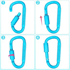 Craebuer 4 Pack Carabiner Clip, 3 inch Aluminum D-Ring Shape Locking Carabiners - Image 4