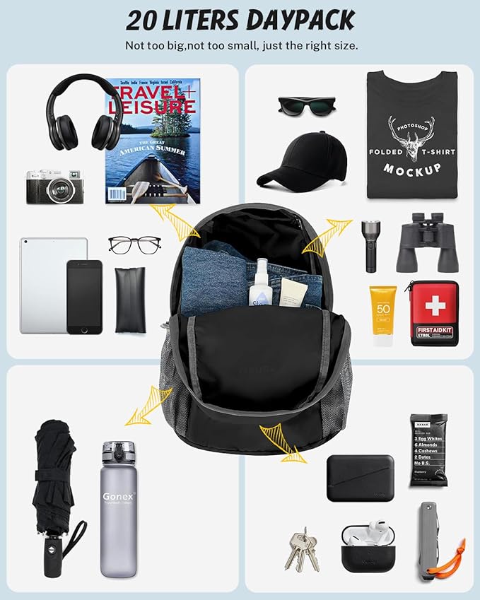 Gonex Ultra Lightweight Packable Backpack 20L Daypack Handy Foldable Camping - Image 6
