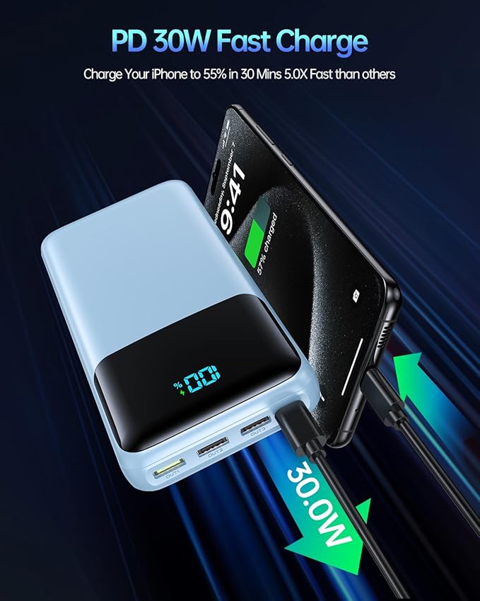 Portable Charger 50000mAh Power Bank, USB-C PD 30W Fast Charging, High Capacity - Image 3