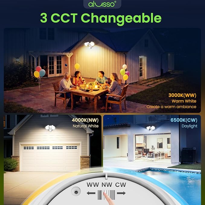 ALUSSO Motion Sensor Outdoor Lights, 30W 3500LM Flood Lights Outdoor 120V - Image 4