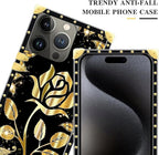 Compatible with iPhone 16 Pro Case, Shine Gold Rose Luxury Golden Decoration - Image 4