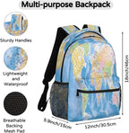 Backpacks Globe World Map School Bag Student Bookbag Adjustable Shoulder Bags - Image 2