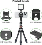 FANAUE Cell Phone Tripod Mount, Magnetic Aluminum Smartphone Stand Adapter - Image 2