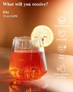 BESTSTAR 48 Pack Disposable Ribbed Origami Ripple Plastic Glasses Set - Image 5
