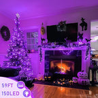 JMEXSUSS 150 LED Purple Christmas Lights Indoor, 8 Modes Connectable String - Image 4
