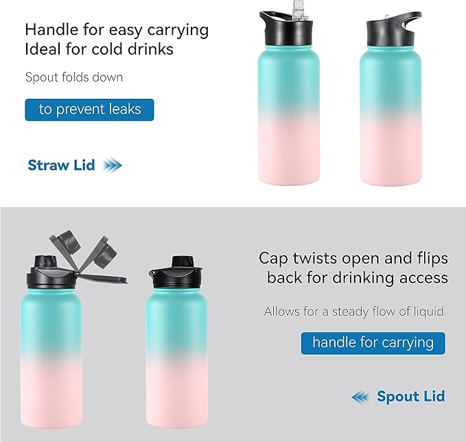 VEGOND 32 oz Insulated Water Bottle Stainless Steel Metal Water Bottles - Image 5