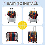 ANNA QUEEN Modern Geometric Wood Luggage Cover, Abstract Panel Suitcase - Image 5
