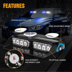 XRIDONSEN 2 in 1 Blue White Emergency Dash Strobe Lights Interior Front/Rear - Image 3