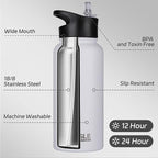 HASLE OUTFITTERS 32 oz Insulated Water Bottle Stainless Steel Double Walled - Image 2