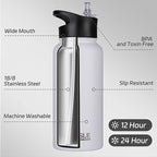 HASLE OUTFITTERS 32 oz Insulated Water Bottle Stainless Steel Double Walled - Image 2
