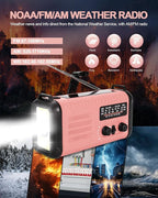 Emergency Crank Radio, 20000mAh / 74000mWh Solar Hand Crank Weather Radio - Image 5