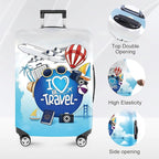 ANNA QUEEN I Love Travel Themed Luggage Cover, Stretchable Suitcase Protector - Image 2