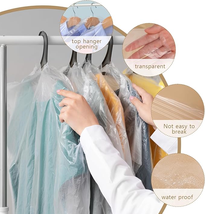 30 Pcs Clear Garment Cover 47 Inch Plastic Garment Bags - Image 6