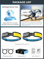 Smiling Shark Headlamp, 2 Pack Head Lamps Led Rechargeable 6 Modes 7*White - Image 7