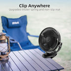 10000mAh 30hrs Portable Fan Rechargeable, 8-Inch Battery Operated Clip on Fan - Image 5