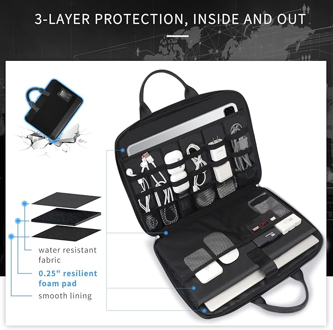 Simpolor 13.3’’ Laptop Case Sleeve, Electronic Organizer Waterproof Laptop Bag - Image 5