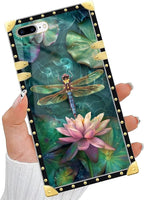 Compatible with iPhone 8 Plus 7 Plus Case, Colourful Dragonfly Pink Lily Pads - Image 5
