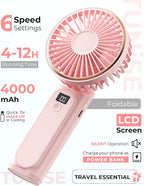 TUNISE Portable Handheld Fan, 180 Adjustable, 6 Speed Wind, USB Rechargeable - Image 2