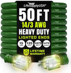 50ft Outdoor/Indoor Extension Cord 14/3 Gauge Heavy Duty 3 Prong SJTW, by LifeSupplyUSA
