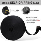 100ft x1/2 in Hook and Loop Roll, Hitotsu Reusable Fastening Tape Cable Ties - Image 2