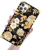 Compatible with iPhone 12 12 Pro Case, Blooming Rose Golden Flower Luxury - Image 3