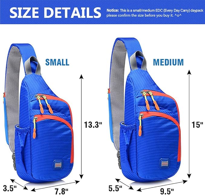 Peicees Small Sling Backpack Waterproof Unisex Shoulder Bag Chest Crossbody - Image 7
