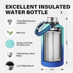 One Gallon Insulated Water Bottle, Triple Wall 128 oz Stainless Steel Wide - Image 4
