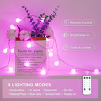 JMEXSUSS 100 LED Pink String Lights Indoor, 33 ft Connectable Globe Pink Lights - Image 4