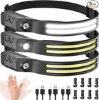 Beccason 3Pack LED Headlamp Rechargeable by Beccason
