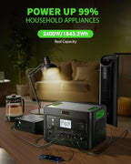 2400W Solar Generator with 2x100W Portable Solar Panels, 1843Wh LiFePO4 Battery - Image 6