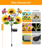 KOOPER Solar Garden Lights Outdoor Decor, Upgraded 4 Pack Solar Sunflower Lights - Image 8