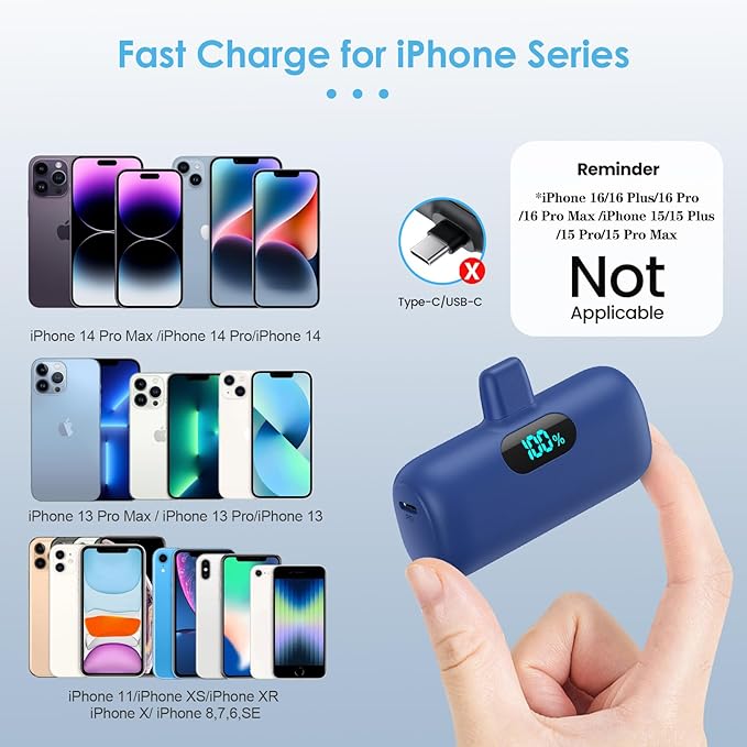 Mini Portable Charger for iPhone, Upgraded 5000mAh PD Fast Charging Battery Pack - Image 2
