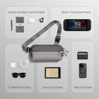 tomtoc Compact EDC Sling Bag 3L-10L, Minimalist Crossbody Bag Chest Shoulder - Image 6