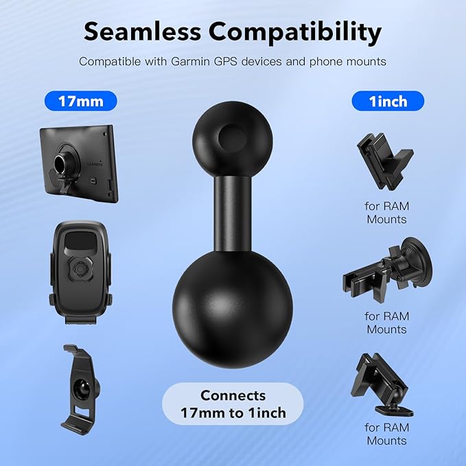 1-Inch Ball to 17mm Adapter – TPU Anti-Slip Ball Head Converter, Compatible - Image 4