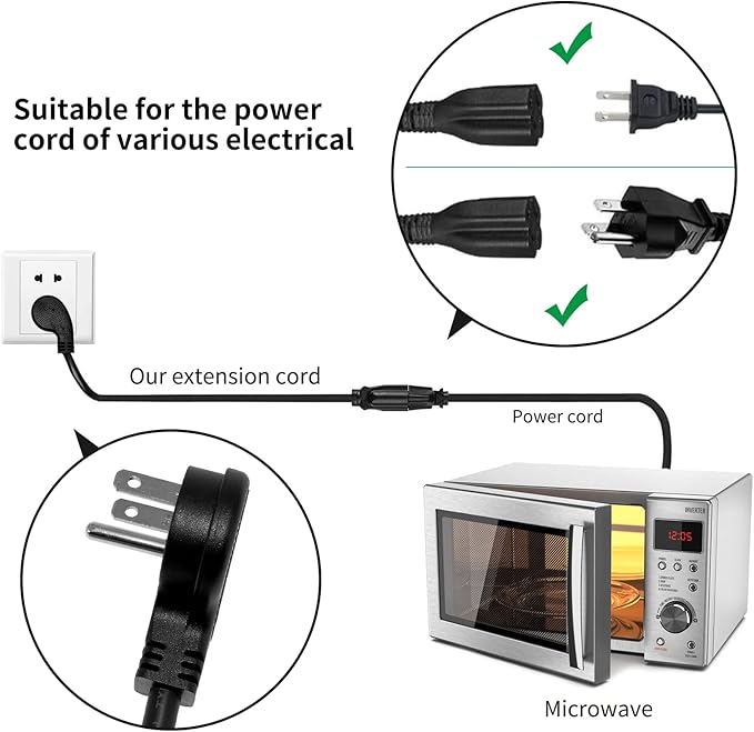 Miady Flat Plug Extension Cord 1 Ft, 90 Degree Plug Adapter, 3 Prong Grounded - Image 7