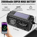 Aivica 20000mah Emergency Radio, SW/NOAA/AM/FM Weather Radio, Solar Powered - Image 3