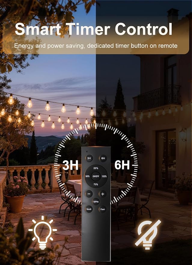 150FT Outdoor String Lights Waterproof, 50+2 Shatterproof S11 LED Bulbs - Image 7
