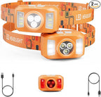 Upgraded Headlamp Rechargeable, Ultra Bright Headlight Flashlight by GloworPath