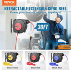 VEVOR Retractable Extension Cord Reel, 30 FT, Heavy Duty 16AWG/3C SJTOW - Image 2