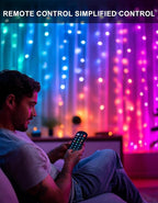 Dazzle Bright Smart Curtain Lights, 400LED 6.6FT x 6.6FT Color Changing - Image 6