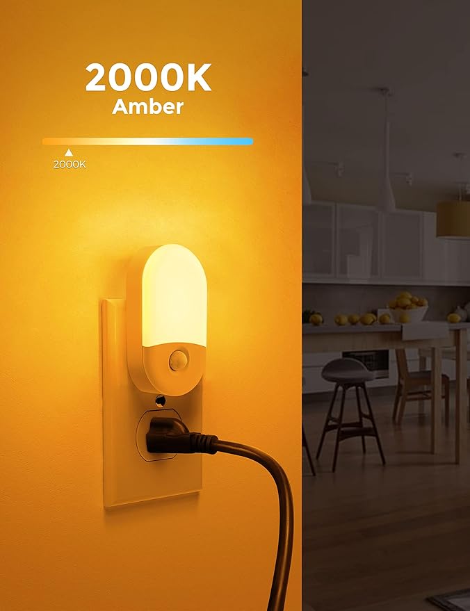 L LOHAS LED Amber Night Light, 2 Pack, Night Lights Plug into Wall Motion Sensor - Image 2