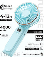 TUNISE Portable Handheld Fan, 180 Adjustable, 6 Speed Wind, USB Rechargeable - Image 2