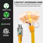 POWGRN 1 FT 2 Pack 12/3 Gauge Extension Cord - Image 2