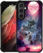 for Samsung Galaxy S23 FE Case, Star Two Wolfs Howling Pattern Graphic Design by FKBRCL4U