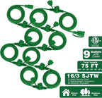 K KASONIC - Outdoor Extension Cord 75 FT, Evenly Spaced 9 Outlets Plugs - Image 2