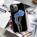for iPhone 16 Pro Case, Skeleton Holding Blue Rose Pattern Graphic Design Girl - Image 7